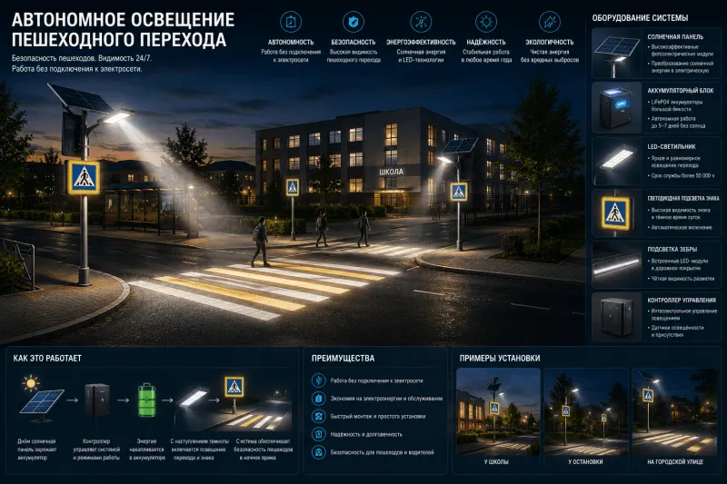 Автономное освещение пешеходного перехода