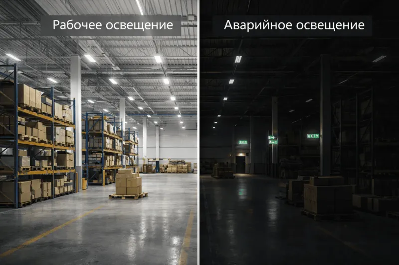 Чем отличается аварийное освещение от рабочего