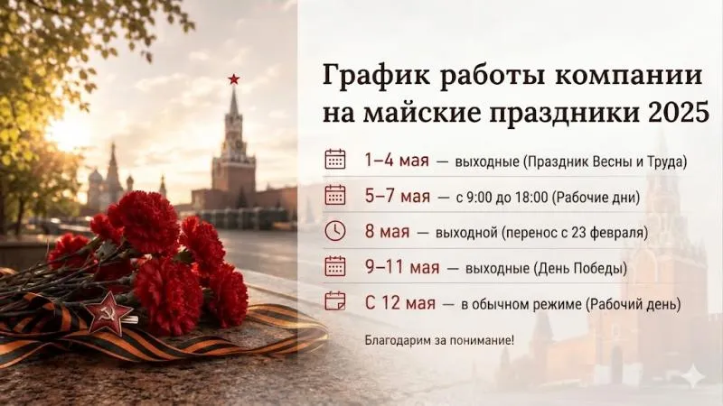 График работы компании на майские праздники 2025