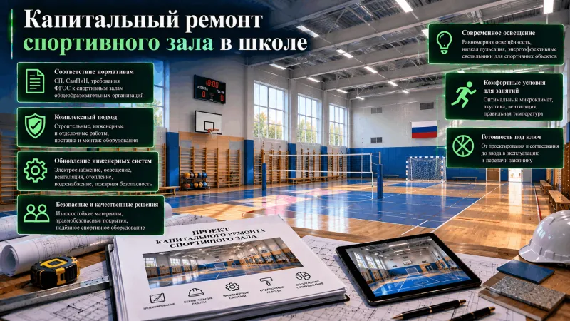 Капитальный ремонт спортивного зала в школе
