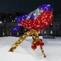 Уличная фигура из мишуры Зимний Снегирь на Ветке - 3D GR 318
