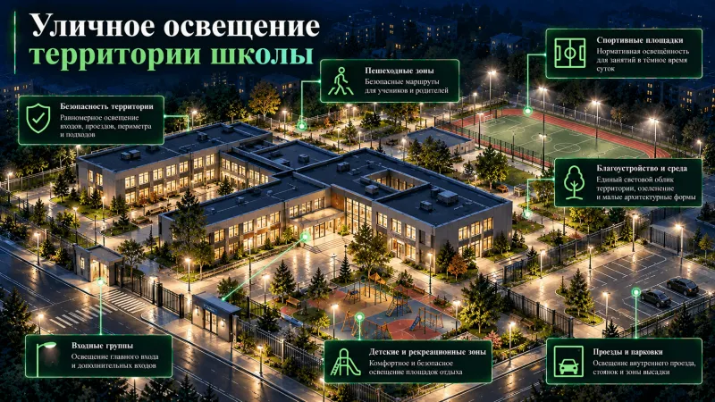 Уличное освещение территории школы